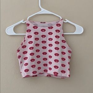 Upside Down Lips Crop Top